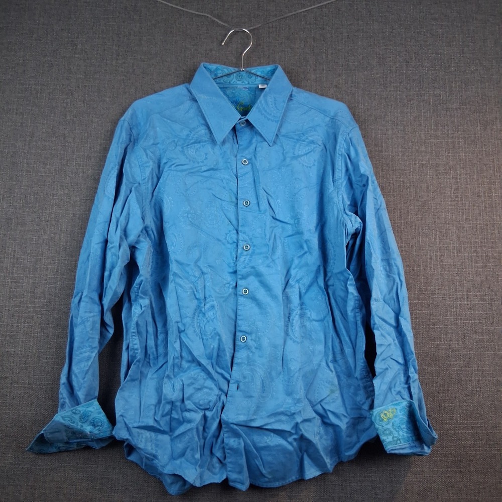 Robert Graham Mens XL Blue Paisley Jacquard Classic Fit Button Down Shirt 0806